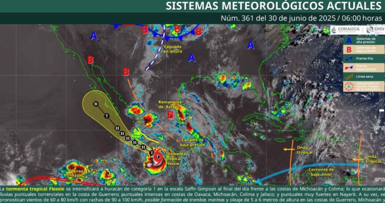 ¿Dónde ocasionará lluvias la Tormenta Tropical Flossie?