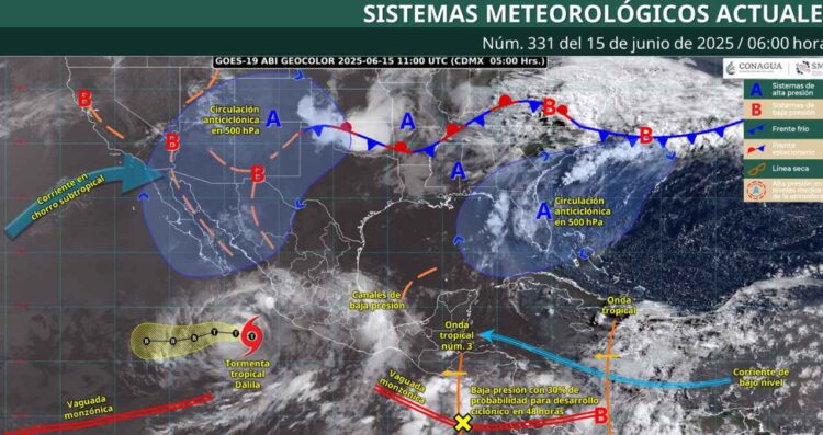 ¿En qué estados de México se esperan lluvias intensas este domingo 15 de junio, según SMN