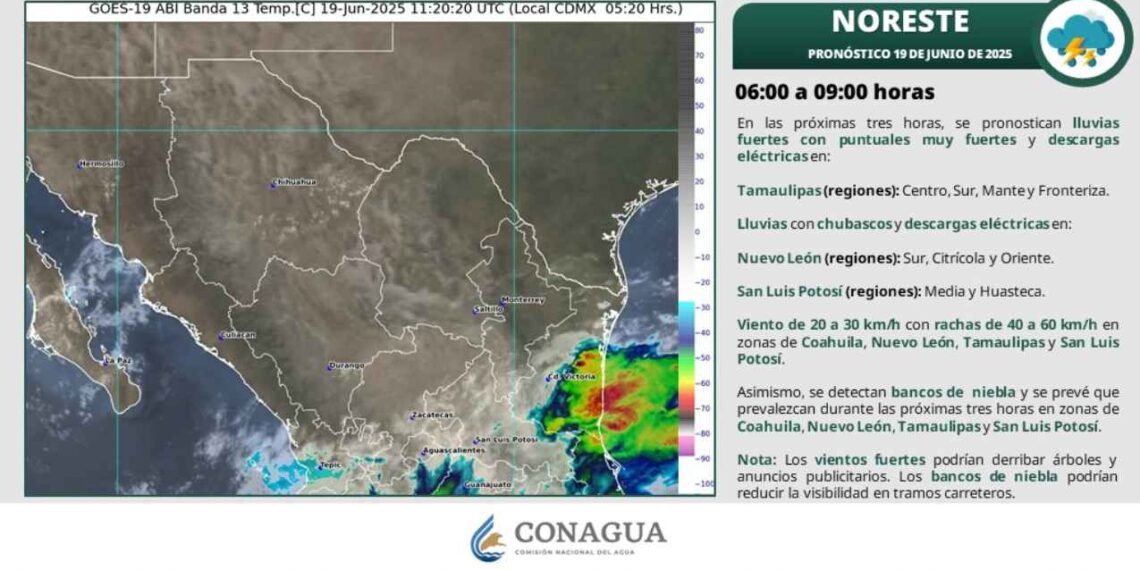 ¿Habrá lluvias fuertes acompañadas de descargas eléctricas en Tamaulipas para este jueves?
