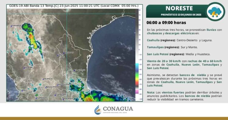 ¿Prevén lluvias en Tamaulipas para este lunes 23 de junio?