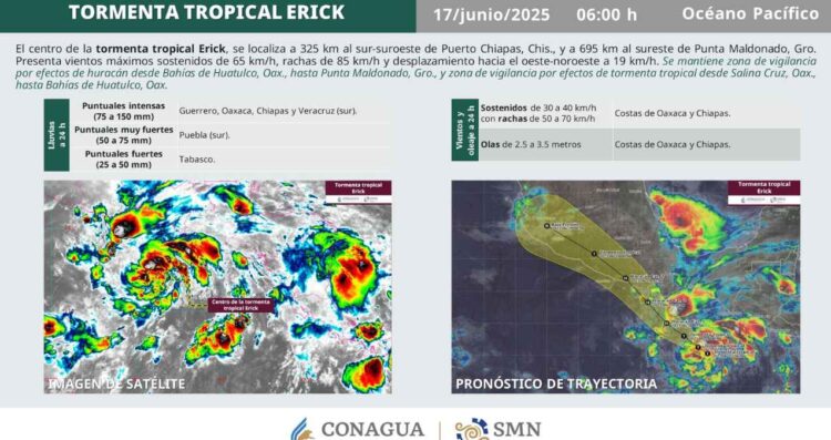 ¿Qué estados de México afectará la tormenta tropical Erick?
