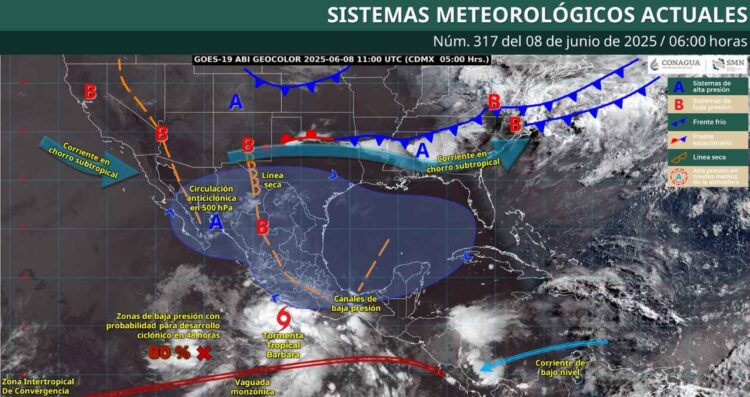 ¿Qué estados de México tendrán lluvias muy fuertes este domingo 8 de junio, según el SMN