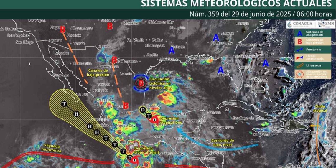¿Qué estados del país tendrán lluvias torrenciales y fuertes vientos hoy 29 de junio, según el SMN