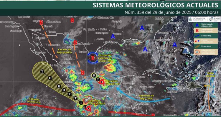 ¿Qué estados del país tendrán lluvias torrenciales y fuertes vientos hoy 29 de junio, según el SMN