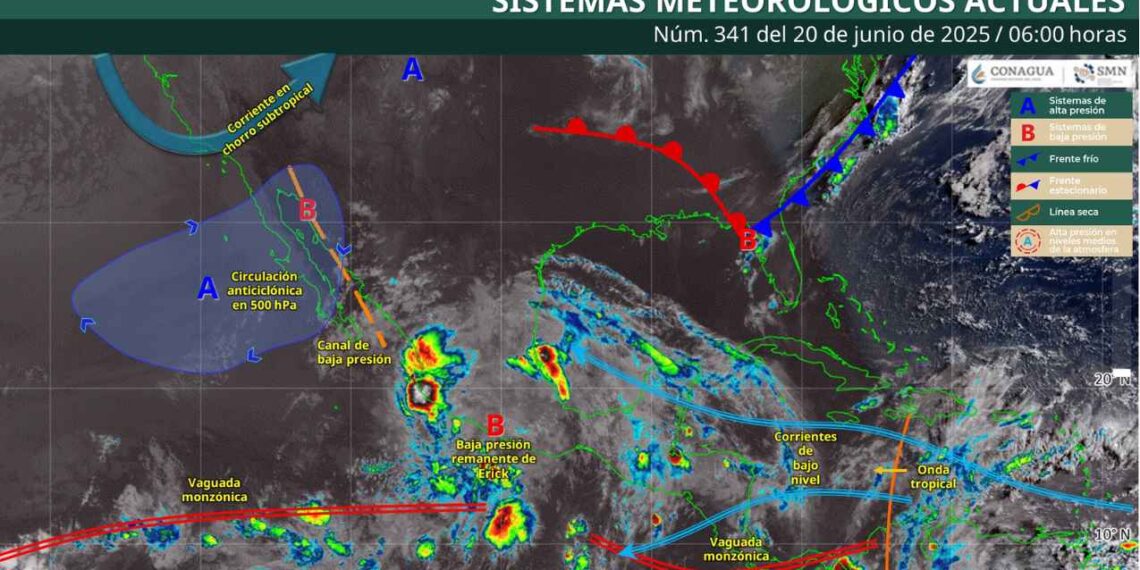 ¿Se esperan lluvias puntuales intensas en México este 20 de junio?