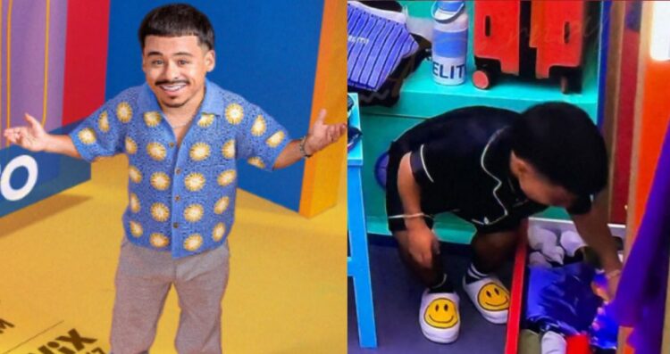 Abelito utiliza un banquito en La Casa de los Famosos