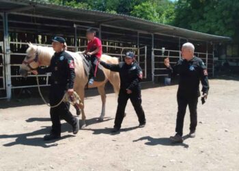 Apoya Agrupamiento Montado de la Guardia Estatal con equinoterapia a personas con discapacidad
