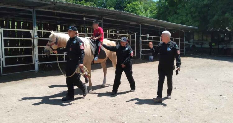 Apoya Agrupamiento Montado de la Guardia Estatal con equinoterapia a personas con discapacidad