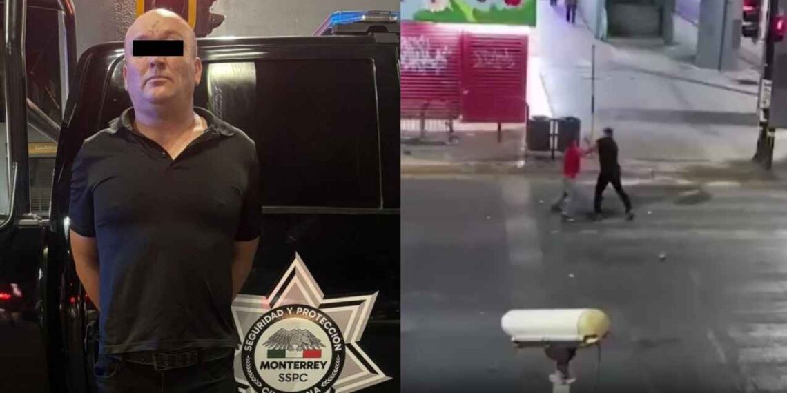 Arrestan a sujeto tras a agredir a otro en el Centro de Monterrey, NL