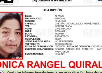 Autoridades buscan a Mónica Rangel Quiralte, quien desapareció en Santa Catarina, Nuevo León