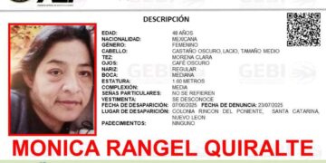 Autoridades buscan a Mónica Rangel Quiralte, quien desapareció en Santa Catarina, Nuevo León