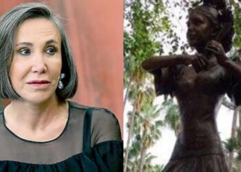 Ayuntamiento de Juchipila defiende estatua de Florinda Meza ante críticas por serie de Chespirito