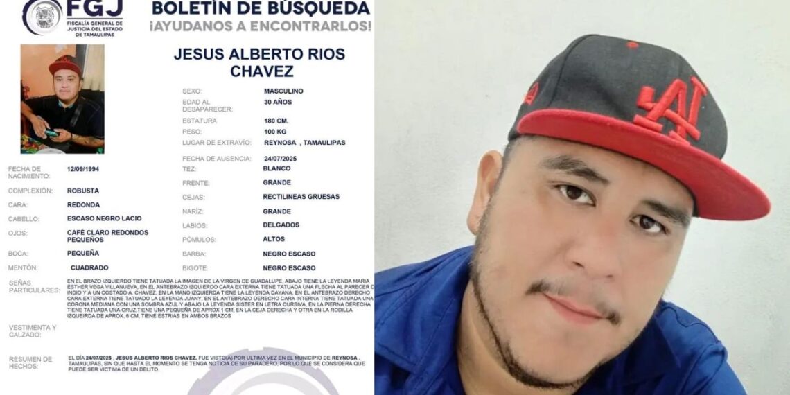 Buscan a Jesús Alberto Ríos Chávez, joven desaparecido en Reynosa, Tamaulipas
