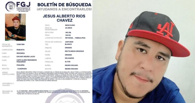 Buscan a Jesús Alberto Ríos Chávez, joven desaparecido en Reynosa, Tamaulipas