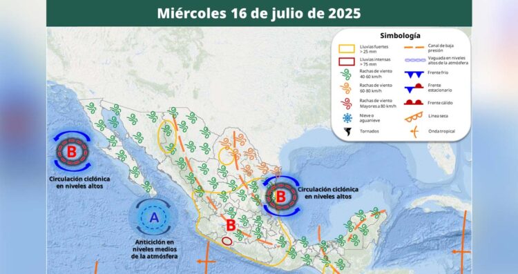 Clima 16 de julio en México