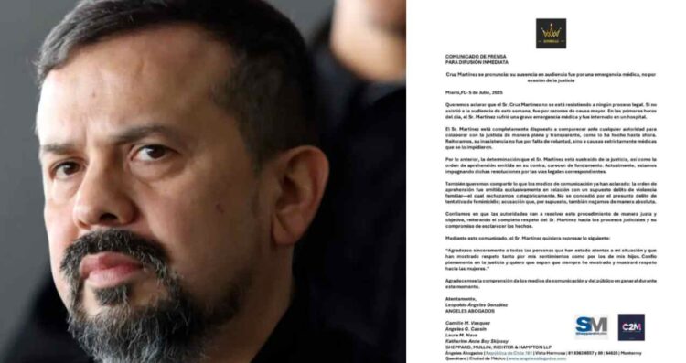 Cruz Martínez justifica su ausencia en audiencia por emergencia médica; asegura compromiso con el proceso