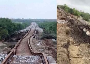 Fuertes lluvias dejan daños en las vías del tren en Xicoténcatl, Tamaulipas