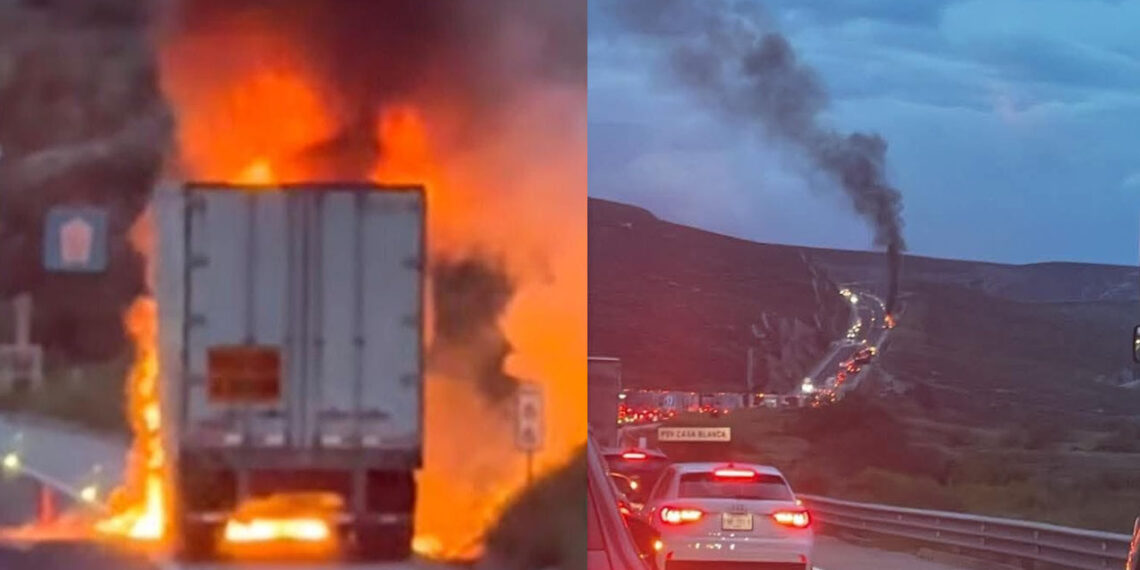 tráiler llamas Monterrey-Saltillo