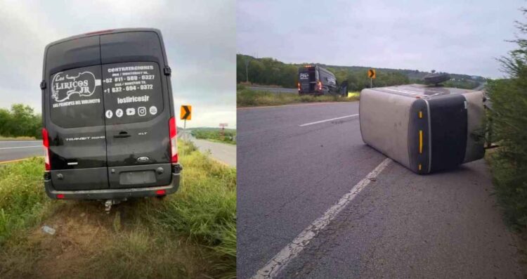 Integrantes del grupo musical Los Líricos Jr. sufren accidente automovilístico en Montemorelos, Nuevo León