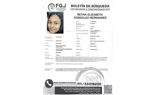 Joven madre desaparece junto a sus 2 hijos tras salir a vender ropa en Valle Hermoso, Tamaulipas