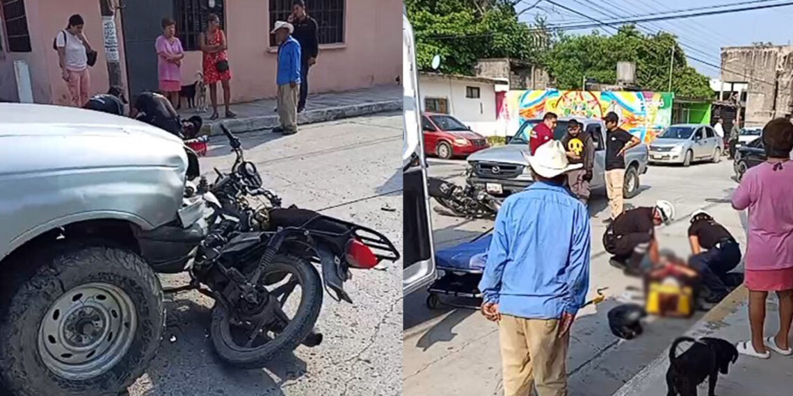 Motociclista resulta herida tras choque con camioneta en El Mante, Tamaulipas