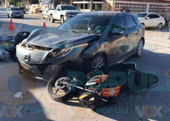 Motociclista resulta herido tras choque con auto en Cd. Victoria, Tamaulipas
