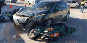 Motociclista resulta herido tras choque con auto en Cd. Victoria, Tamaulipas