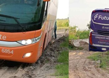 Pasajeros quedan varados en brechas por bloqueo de productores en San Fernando, Tamaulipas