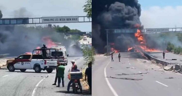 Reportan explosión de pipa en la carretera Ciudad Victoria-Nuevo León