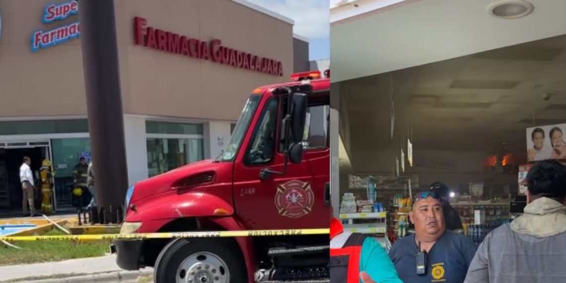 Se incendia Farmacia Guadalajara en Matamoros, Tamaulipas
