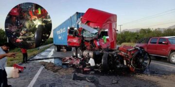 Se registra fuerte choque entre tráileres en la Carretera Nacional de Montemorelos