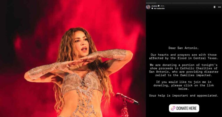 Shakira dona ganancias de concierto a afectados por lluvias en Texas