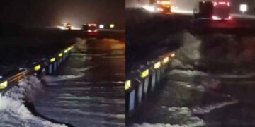 Tamaulipas: Traileros quedan varados en la carretera Zaragoza-Llera tras las intensas lluvias