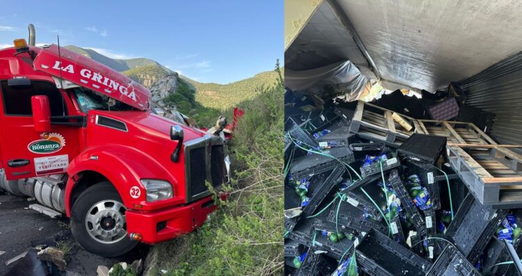 Tráiler cargado con cajas de aguacates vuelca en la carretera Rumbo Nuevo en Ciudad Victoria