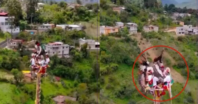 Voladores de Papantla casi caen desde 20 metros en plena feria de Puebla