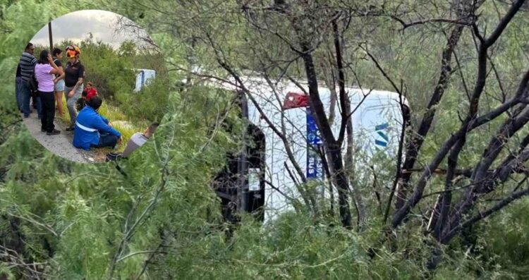 Vuelca camión de personal en Salinas Victoria, Nuevo León; hay al menos 10 lesionados