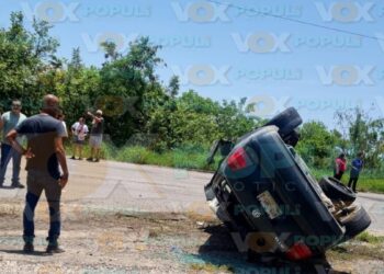 accidente con volcadura en Altamira