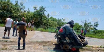 accidente con volcadura en Altamira