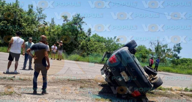 accidente con volcadura en Altamira