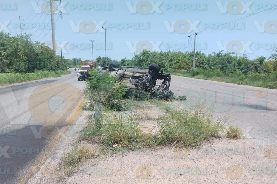 accidente con volcadura en Altamira