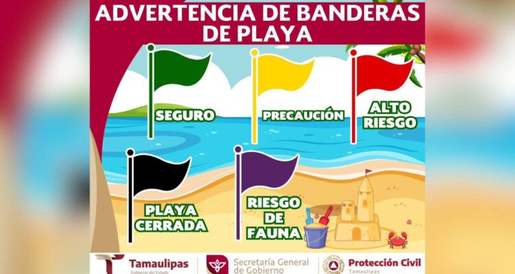 banderas de seguridad en playas de Tamaulipas