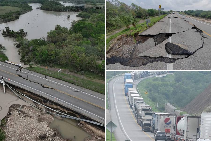 carretera dañada sur de Tamaulipas