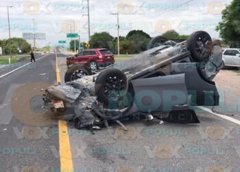 choque con volcadura en Ciudad Victoria