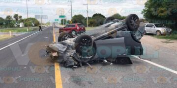 choque con volcadura en Ciudad Victoria