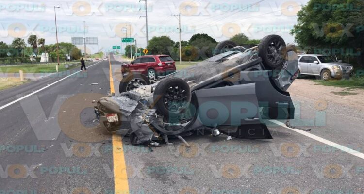 choque con volcadura en Ciudad Victoria