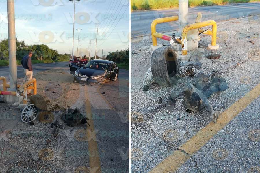 colisión contra poste en altamira