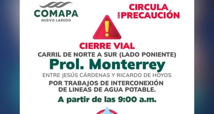 suspensión de agua hoy en Nuevo Laredo
