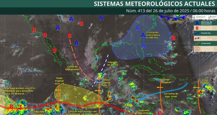 ¿Cuál es el pronóstico de lluvias para este sábado 26 de julio?