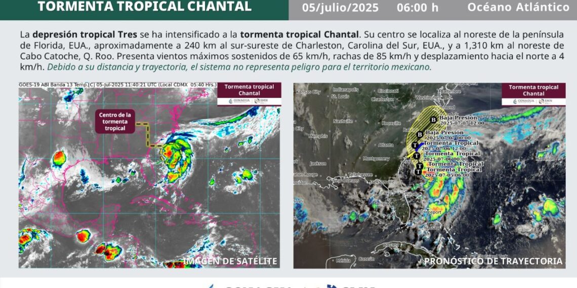 ¿Cuál es la trayectoria de la Tormenta Tropical Chantal?