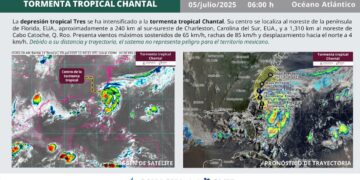 ¿Cuál es la trayectoria de la Tormenta Tropical Chantal?